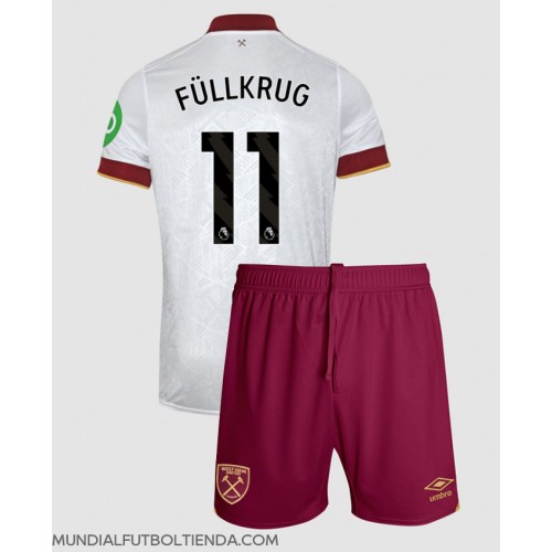 Camiseta West Ham United Niclas Fullkrug #11 Tercera Equipación Replica 2024-25 para niños mangas cortas (+ Pantalones cortos)